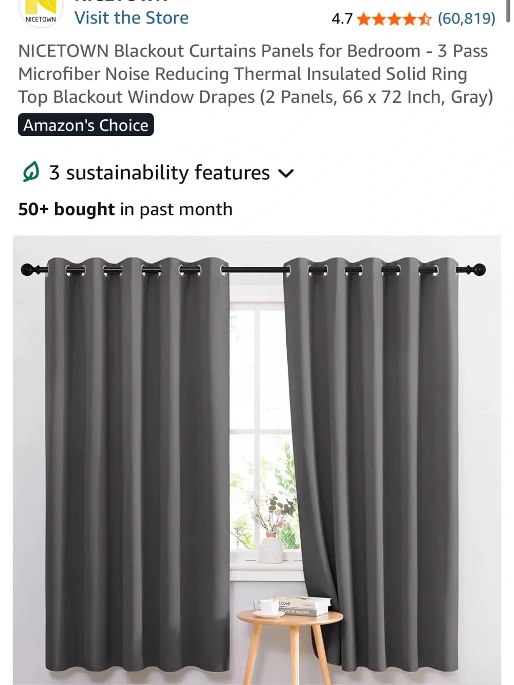 Gray Blackout Curtain Panels - 2 Pack